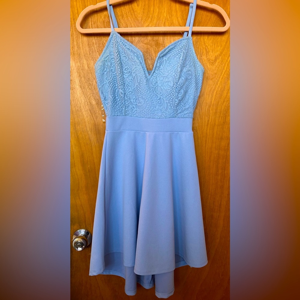 Knee length, blue dress, size small